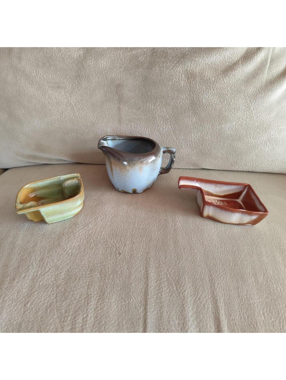 Vtg Frankoma ,Plainsman Green,1963 Astray,Woodland Moss Blue Cream Lot of 3